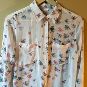 CLUB MONACO Silk Floral Blouse